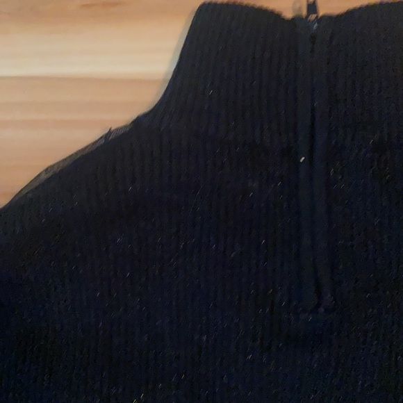 Black sparkly mock neck sweater with sheer beaded panel - Picture 6 of 9